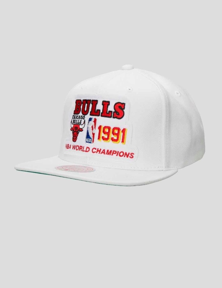 Gorra MITCHELL & NESS bulls 91 champs hwc snapback orange rede